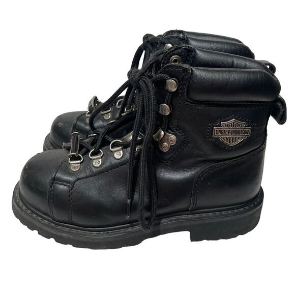 Harley Davidson Black Leather Motorcycle Riding Boots - Picture 1 of 7